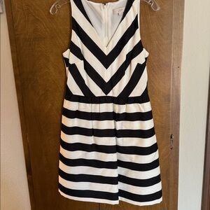 LOFT Black and White Chevron Striped Dress
